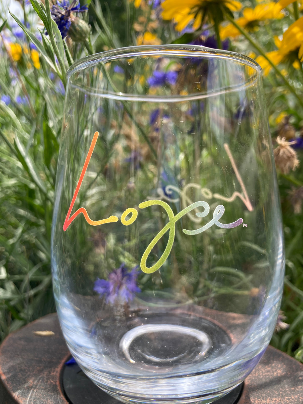 Hope/Love Stemless Wine Glass