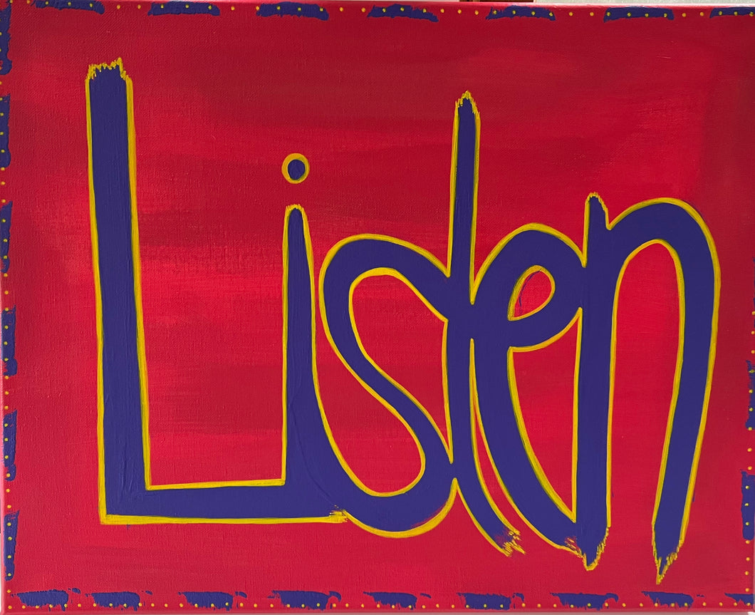 Painting of word Listen